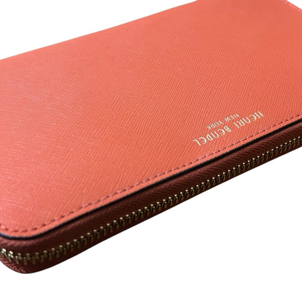 Henri Bendel Zip Around Wallet Orange Saffiano Leather - Picture 5 of 10